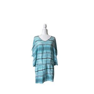 Maniki Batwing Swim Cover Dress Blue And White